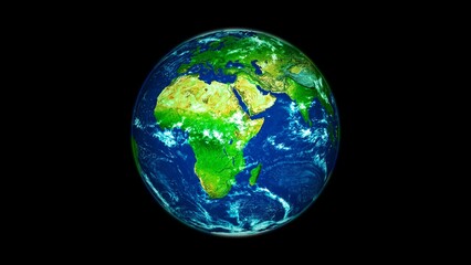 3d rotated realistic earth in black background