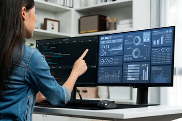Business data dashboard provide business intelligence analytic for marketing strategy planning...
