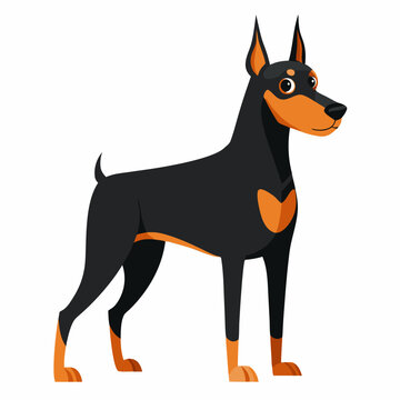 recommend clip art: Cute cartoon dog doberman isolated on white background. Side view. Vector illustration.