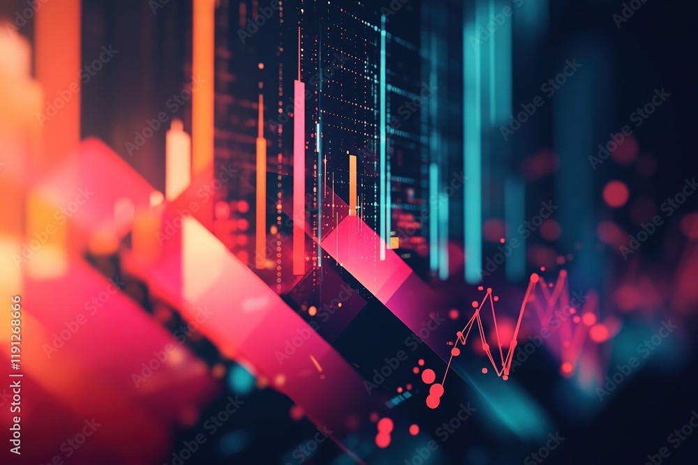 Poster abstract data visualization with vibrant colors