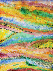 Abstract doodle art with layers. The dabbing technique near the edges gives a soft focus effect due to the altered surface roughness of the paper.