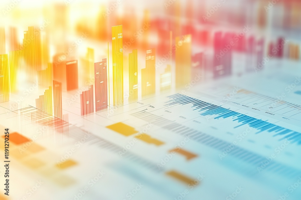 Poster financial data visualized in 3d bar graphs