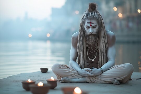 Aghori Sadhu Meditating by Sacred Fire
