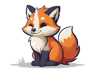 Fototapeta premium Cute cartoon fox. Vector illustration isolated on a white background