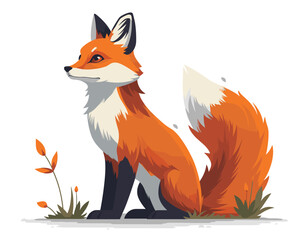 Obraz premium Cute fox cartoon icon. Animal zoo life nature and fauna theme. Colorful design. Vector illustration.