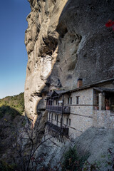Monastery of St. Anthony carved into the cliffs of Meteora, Greece. A serene symbol of spirituality and ancient architecture
