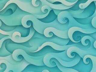 Fototapeta premium Serene Marine Melody - Abstract Blue and Green Wave Seamless Pattern for Spa Wellness Branding