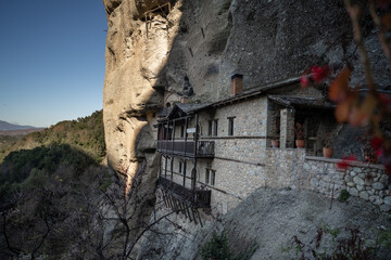 Monastery of St. Anthony carved into the cliffs of Meteora, Greece. A serene symbol of spirituality and ancient architecture
