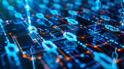 Blue blockchain network showcasing connectivity and seamless data transfer