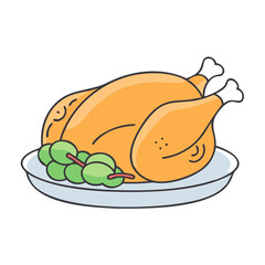 carved turkey on platter vector icon, carved turkey on platter vector illustration - simple illustration of carved turkey on platter, perfect for logos and iconscarved turkey on platter