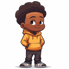 Fototapeta premium Cute African American boy cartoon isolated on white background. Vector illustration