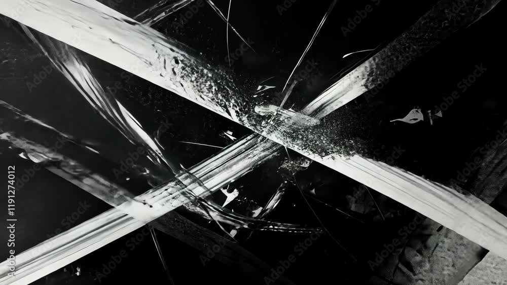 Poster abstract composition of intersecting lines and textures in contrasting shades of black and white