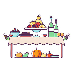 thanksgiving feast table vector icon, thanksgiving feast table vector illustration - simple illustration of thanksgiving feast table, perfect for logos and iconsthanksgiving feast table