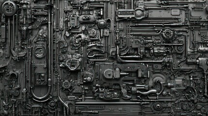 Machine Intricate and detailed modern cyberpunk wall background wallpaper AI generated image