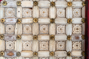 Details einer alten Holzstühle im Udaipur Palast in Rajasthan, Indien, Asien