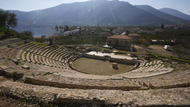 Theatre at the ancient city of Epidaurus close to the sea in Greece