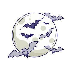 full moon with bats vector icon, full moon with bats vector illustration - simple illustration of full moon with bats, perfect for logos and icons full moon with bats