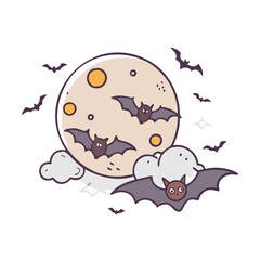 full moon with bats vector icon, full moon with bats vector illustration - simple illustration of full moon with bats, perfect for logos and icons full moon with bats