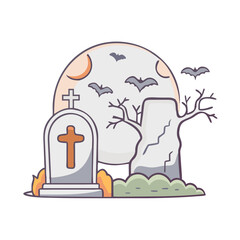 graveyard scene vector icon, graveyard scene vector illustration - simple illustration of graveyard scene, perfect for logos and icons graveyard scene