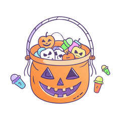 halloween candy bucket vector icon, halloween candy bucket vector illustration - simple illustration of halloween candy bucket, perfect for logos and icons halloween candy bucket