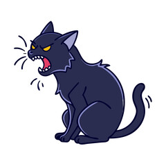 hissing black cat vector icon, hissing black cat vector illustration - simple illustration of hissing black cat, perfect for logos and icons hissing black cat