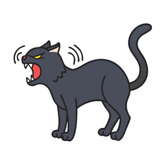 hissing black cat vector icon, hissing black cat vector illustration - simple illustration of hissing black cat, perfect for logos and icons hissing black cat