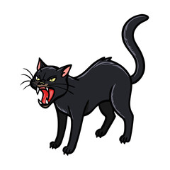 hissing black cat vector icon, hissing black cat vector illustration - simple illustration of hissing black cat, perfect for logos and icons hissing black cat