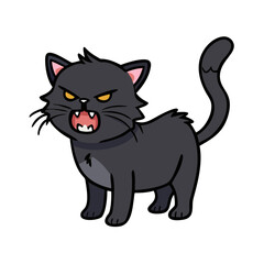 hissing black cat vector icon, hissing black cat vector illustration - simple illustration of hissing black cat, perfect for logos and icons hissing black cat