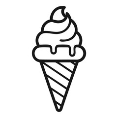 Ice Cream cone Icon line art vector illustration isolated on a transparent background