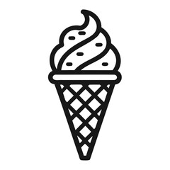 Ice Cream cone Icon line art vector illustration isolated on a transparent background