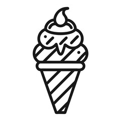 Ice Cream cone Icon line art vector illustration isolated on a transparent background