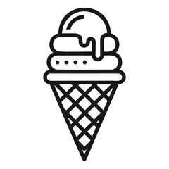 Ice Cream cone Icon line art vector illustration isolated on a transparent background