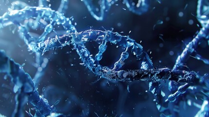 Close-up of a Single DNA Strand in Digital Format