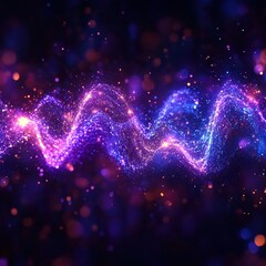 Vibrant neon wave with sparkling lights and abstract energy pulse