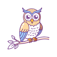 owl on a branch vector icon, owl on a branch vector illustration - simple illustration of owl on a branch, perfect for logos and icons owl on a branch