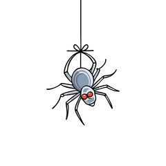 spider hanging from web vector icon, spider hanging from web vector illustration - simple illustration of spider hanging from web, perfect for logos and icons spider hanging from web