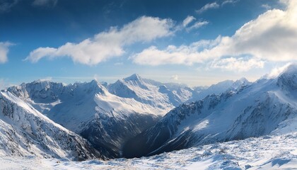 Obraz premium snow covered mountains in winter, cold, travel, clouds, panoramic, mount