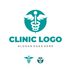 Caduceus Medical Logo with Snakes and Wings