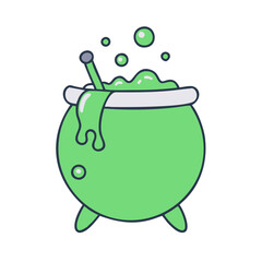 witch s cauldron with green brew icon, witch s cauldron with green brew vector.