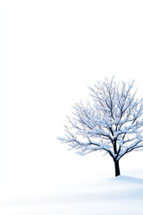 Obraz premium A solitary tree gracefully stands in a snowy landscape, embodying the tranquility and stillness of winter's embrace.