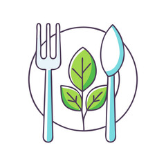 fork and leaf vector icon, fork and leaf vector illustration - simple illustration of fork and leaf, perfect for logos and icons fork and leaf
