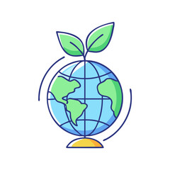Obraz premium globe with a plant vector icon, globe with a plant vector illustration - simple illustration of globe with a plant, perfect for logos and icons globe with a plant
