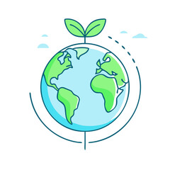 globe with a plant vector icon, globe with a plant vector illustration - simple illustration of globe with a plant, perfect for logos and icons globe with a plant