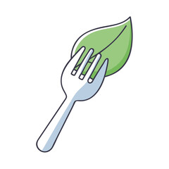 leaf on a fork vector icon, leaf on a fork vector illustration - simple illustration of leaf on a fork, perfect for logos and icons leaf on a fork