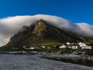 Photo of Vikten, a town located on the rugged outer coast of the Lofoten Islands, Norway. Views of...