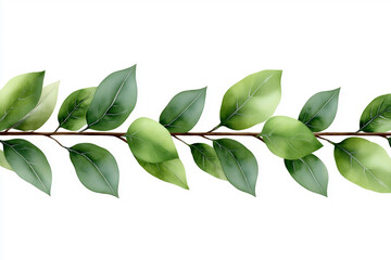 Trendy Botanical Illustration Featuring Vibrant Green Leaves Arranged on a White Background for Stylish Decor and Design Purposes