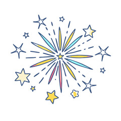 fireworks in the sky vector icon, fireworks in the sky vector illustration - simple illustration of fireworks in the sky, perfect for logos and iconsfireworks in the sky