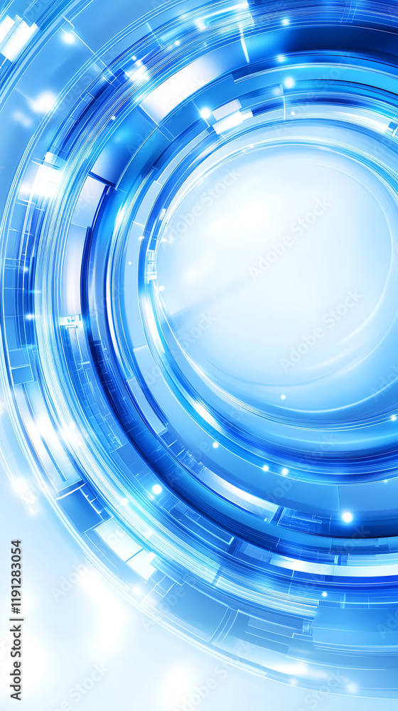 Poster a vibrant abstract background featuring circular patterns in blue tones, perfect for technology-rela