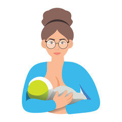 Baby feeding women vector
