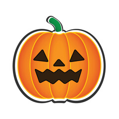 Orange Halloween Pumpkin Icon On White Background 